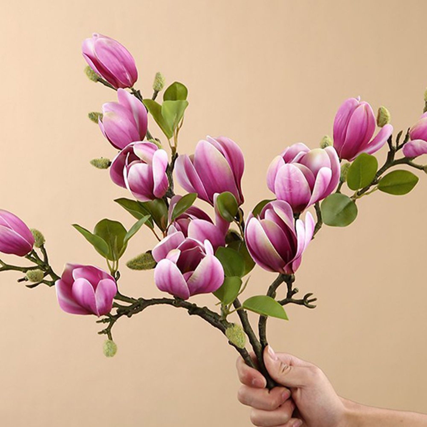 Bonsai Garden Photos - Artificial Flowers Silk Magnolia Bouquet Diy
