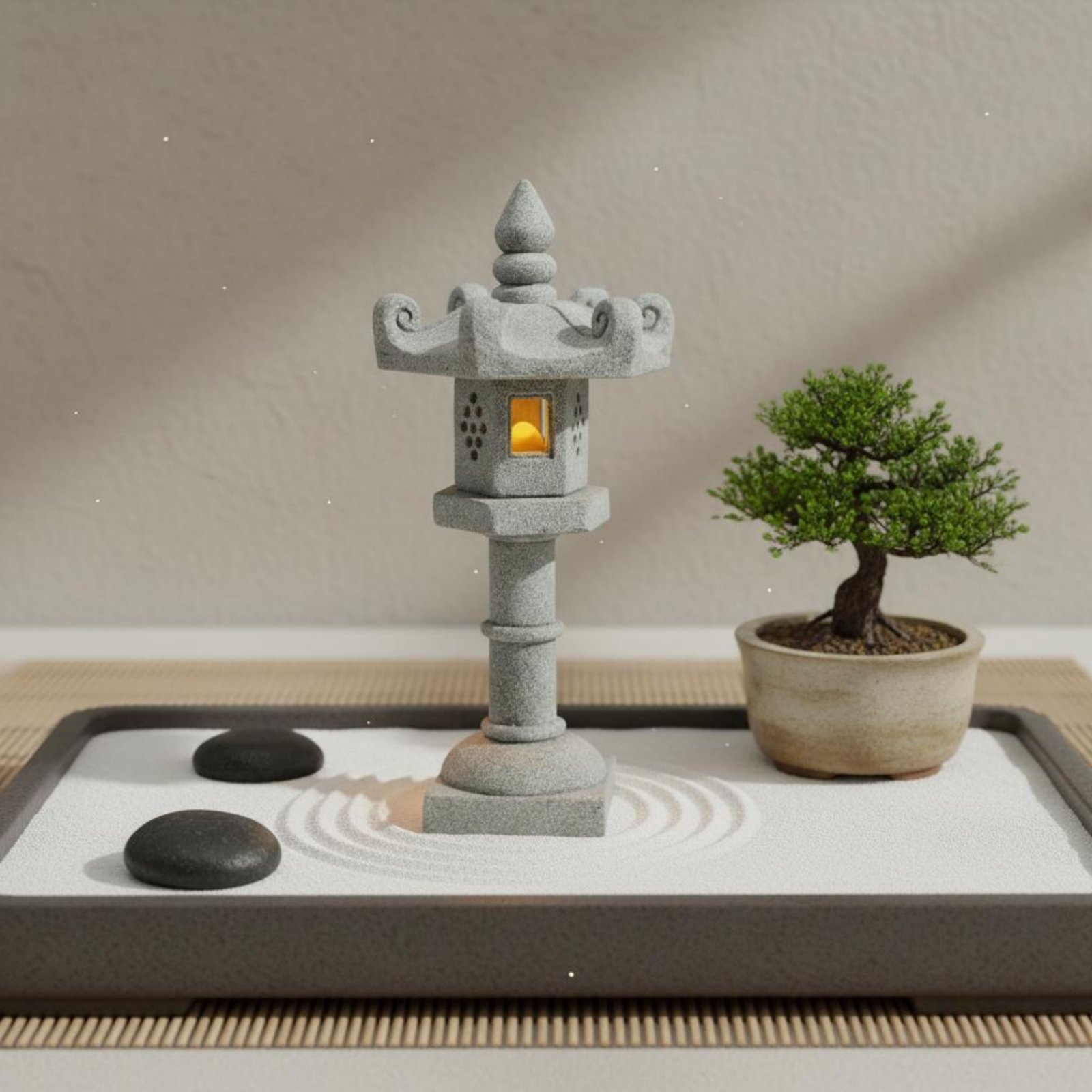 Miniature Stone Lantern Antiqu - Bonsai Garden Miniature 评论和价格