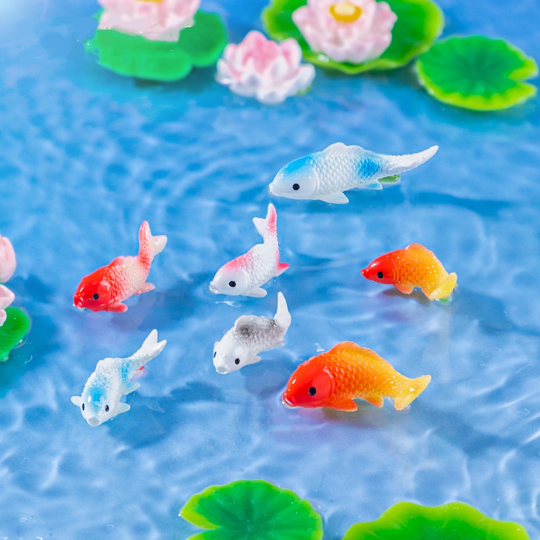 10PCS Mini Koi Fish Resin Gold - Bonsai Garden Miniature 评论和价格