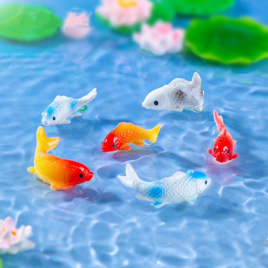 10PCS Mini Koi Fish Resin Gold - Bonsai Garden Miniature 评论和价格