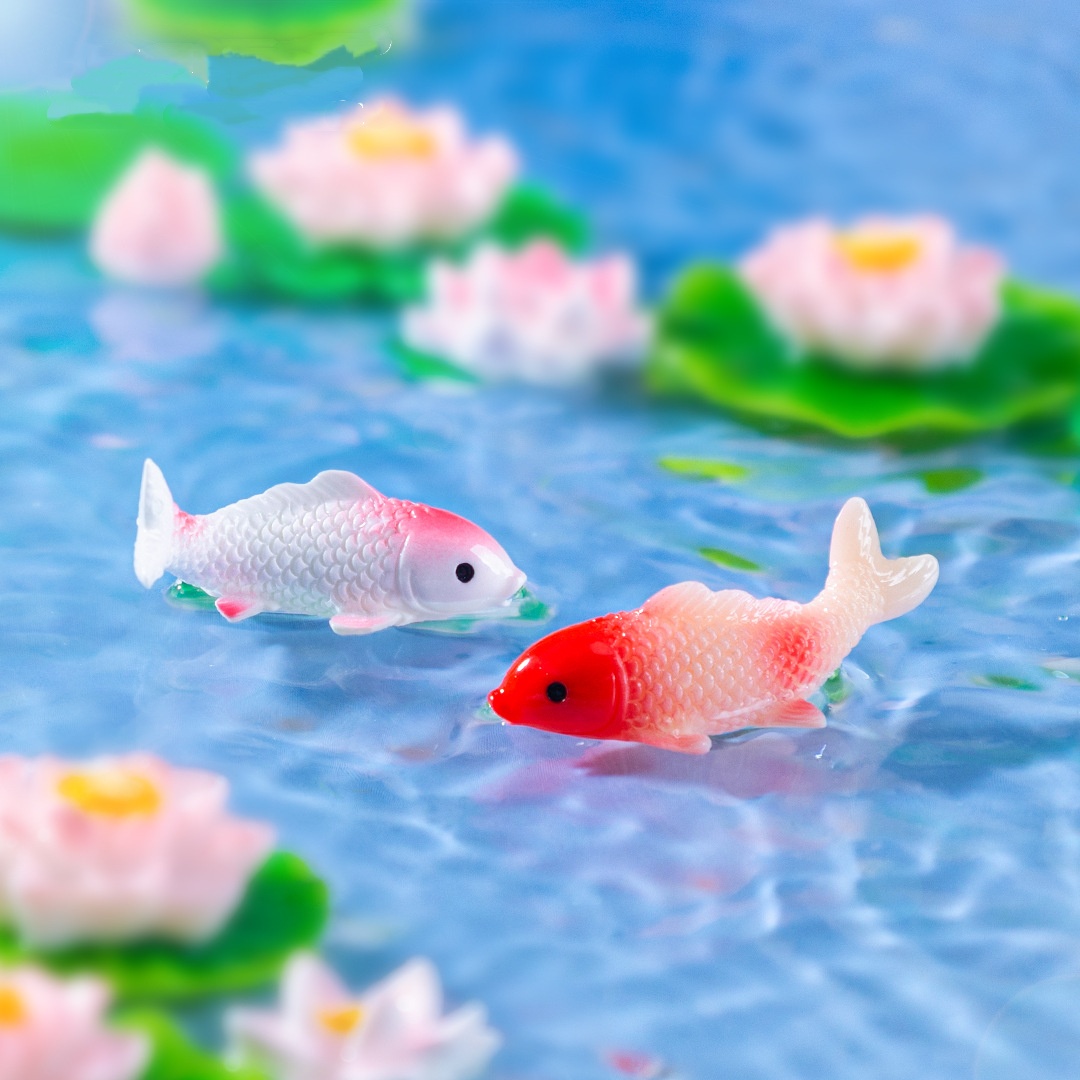 10PCS Mini Koi Fish Resin Gold - Bonsai Garden Miniature 评论和价格