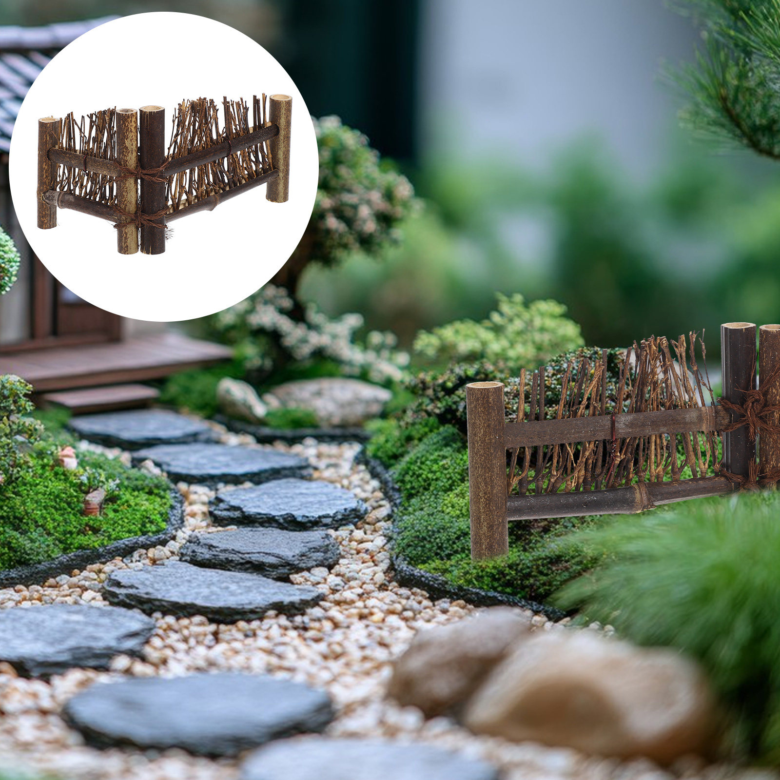 Miniature Fence Decor 14.8cm M - Bonsai Garden Photos 评论和价格